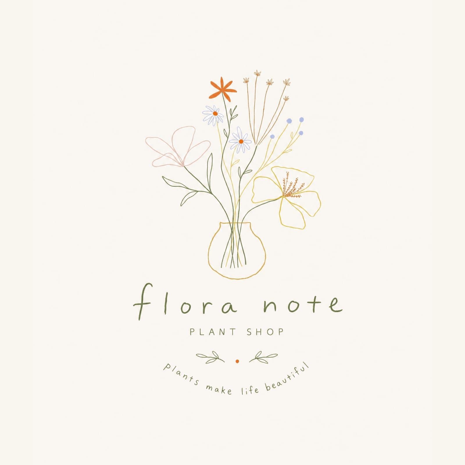 flora note 로고 — 플랜트숍 일러스트와 레터링
