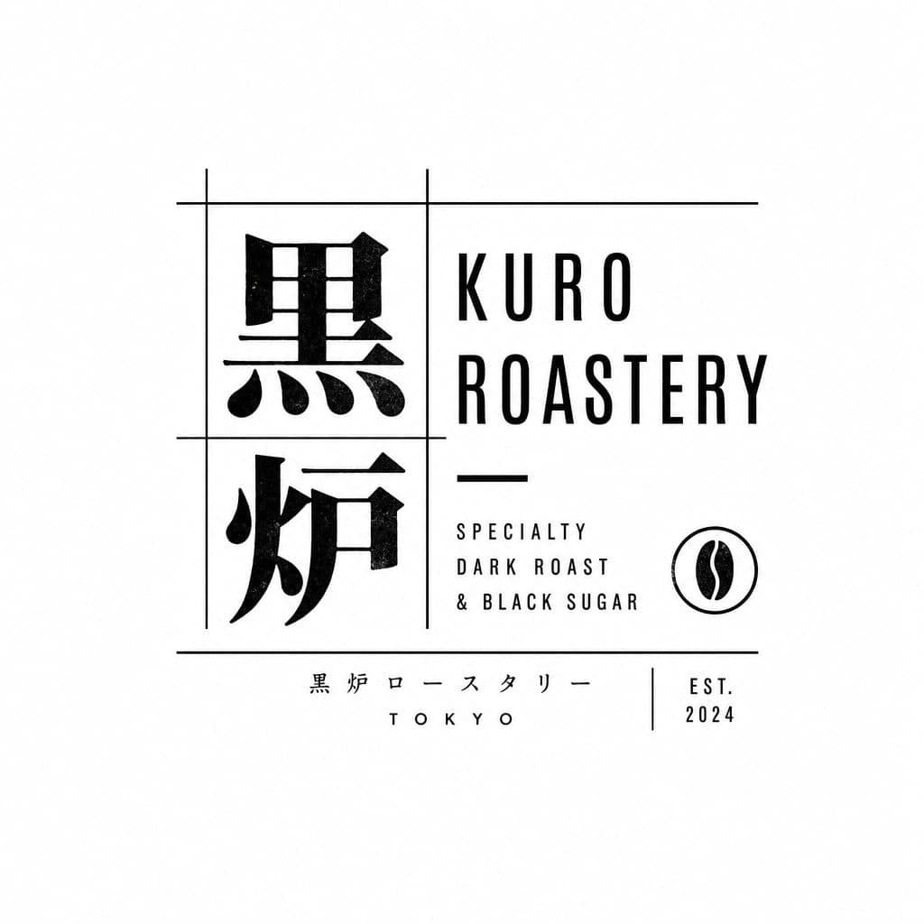 Kuro Roastery 로고 — 로스터리 카페 타이포 엠블럼