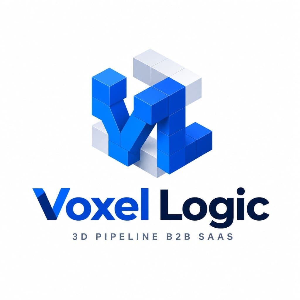 Voxel Logic 로고 — B2B SaaS 심볼과 워드마크
