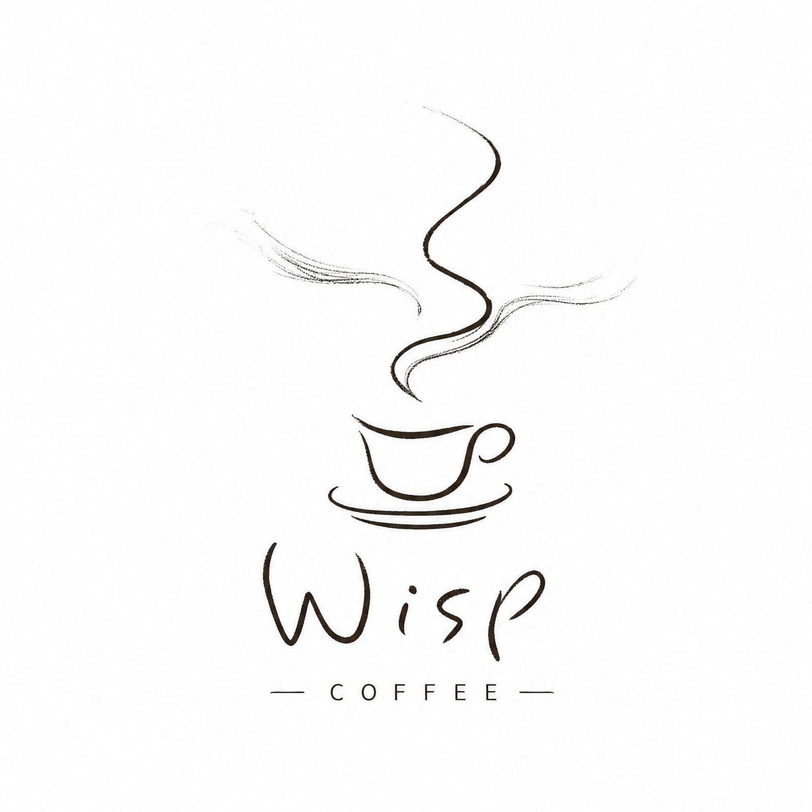 Wisp Coffee 로고 — 카페 브랜드 심볼과 레터링
